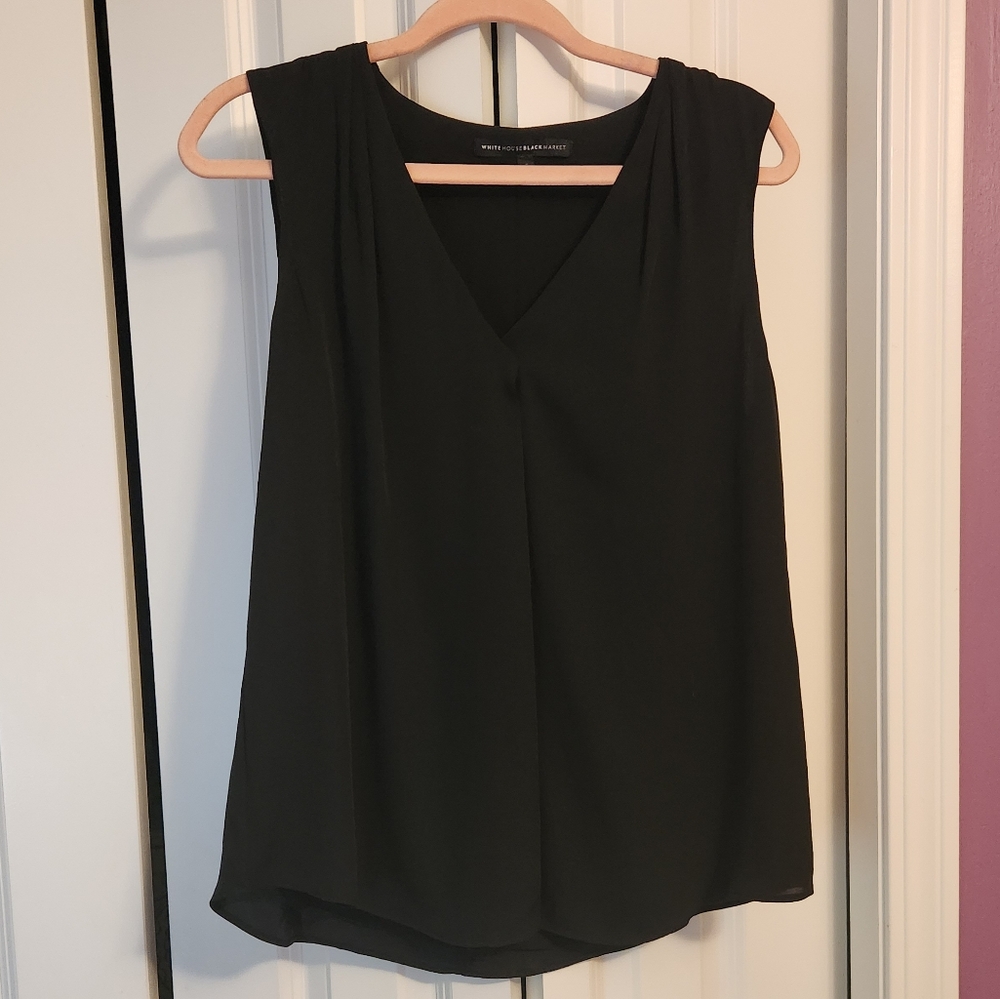 White House Black Market Sleeveless Black Blouse